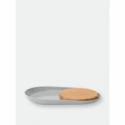 BergHOFF Leo 13.5" Bamboo Oval Plate With Cutting Board, Gray Knives & Cutting Boards