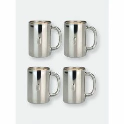 BergHOFF Straight 18/10 Stainless Steel Coffee Mugs, Set Of 4 Drinkware