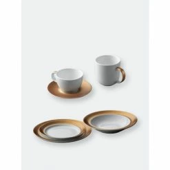 BergHOFF GEM Dinnerware 6PC Place Setting Dinnerware & Flatware White And Gold