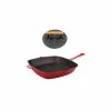 BergHOFF Neo 2Pc Cast Iron Set, 11" Grill Pan & With Slotted Steak Press Red Cookware 1 BergHOFF Neo 2Pc Cast Iron Set, 11" Grill Pan & With Slotted Steak Press Red Cookware -BergHOFF shop unnamed file 1119