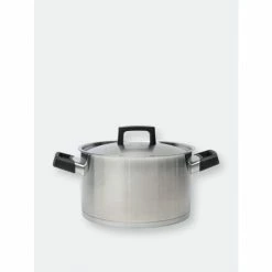 BergHOFF Ron 10" Stainless Steel Covered Stockpot 6.8QT, Black Handles Pots & Pans