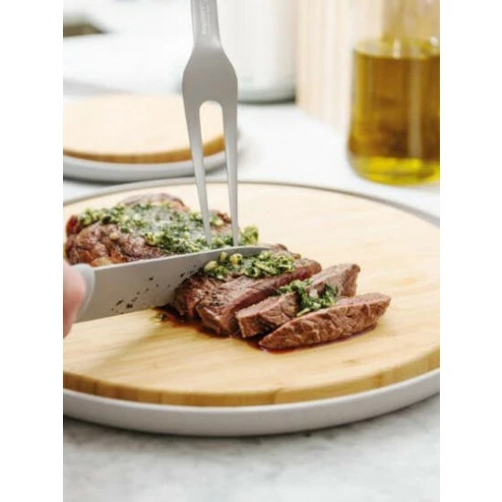 BergHOFF Leo 14.25" Bamboo Cutting Board With Plate, Gray Knives & Cutting Boards Default Title 4 BergHOFF Leo 14.25" Bamboo Cutting Board With Plate, Gray Knives & Cutting Boards Default Title - Image 2