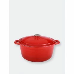BergHOFF Neo 5QT Cast Iron Oval Covered Casserole, Red Pots & Pans