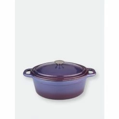 BergHOFF Neo 8QT Cast Iron Oval Covered Casserole, Purple Pots & Pans