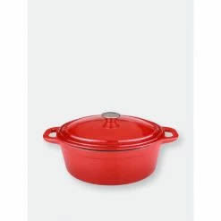 BergHOFF Neo 8QT Cast Iron Oval Covered Casserole, Red Pots & Pans