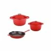 BergHOFF Neo 5Pc Cast Iron Set, 3Qt Covered Dutch Oven, 5Qt Covered Stock Pot, & 10" Fry Pan - Red Cookware -BergHOFF shop unnamed file 1234