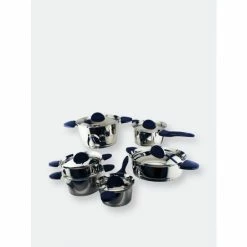 BergHOFF Stacca SS 11 Pieces Cookware Set, Blue Pots & Pans