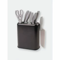 BergHOFF 8Pc PP Knife Set With Universal Black Knife Block Knives & Cutting Boards Grey