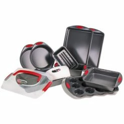 BergHOFF 11 Piece Perfect Slice Bakeware Set - Grey And Red Red And Gray