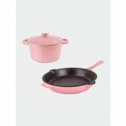 BergHOFF Neo Cast Iron 3Pc Cookware Set, 3Qt Covered Dutch Oven & 10" Fry Pan - Pink