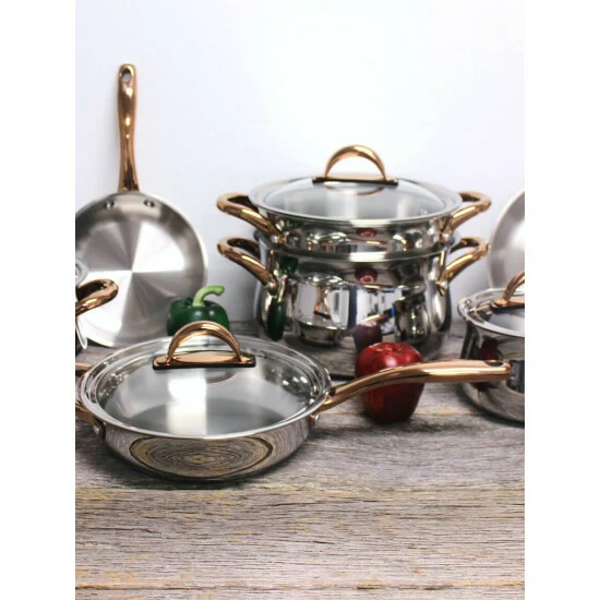 BergHOFF Ouro Gold 11Pc Stainless Steel Cookware Set, Glass Lids 4 BergHOFF Ouro Gold 11Pc Stainless Steel Cookware Set, Glass Lids - Image 2