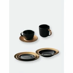 BergHOFF GEM Dinnerware 6PC Place Setting Dinnerware & Flatware Black And Gold