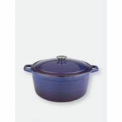 BergHOFF Neo 5QT Cast Iron Oval Covered Casserole, Purple Pots & Pans