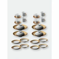 BergHOFF shop 18 BergHOFF Gem 32pc Dinnerware Service For 4 Dinnerware & Flatware White/ Gold