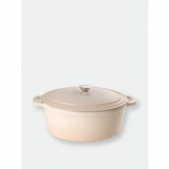 BergHOFF 5qt Cast Iron Oval Covered Dutch Oven, Meringue Electrics Brown