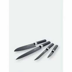 BergHOFF Essentials 4PC Ceramic Coated Knife Set, Black Knives & Cutting Boards