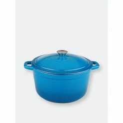 BergHOFF Neo 5Qt Cast Iron Covered Casserole Blue Serveware