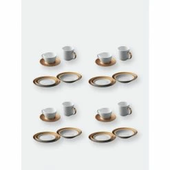BergHOFF GEM Dinnerware 24PC Place Setting Dinnerware & Flatware White And Gold