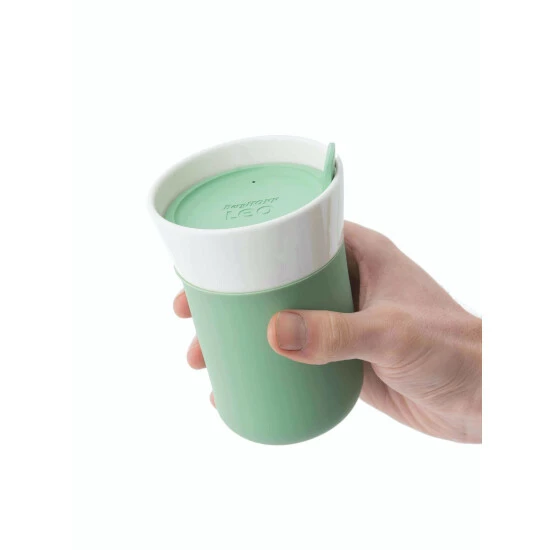 BergHOFF Leo 11.16oz Porcelain Travel Mug, Green, Set Of 2 Tools & Accessories 4 BergHOFF Leo 11.16oz Porcelain Travel Mug, Green, Set Of 2 Tools & Accessories - Image 2
