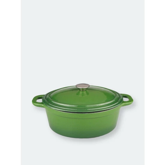 BergHOFF Neo 8QT Cast Iron Oval Covered Casserole, Green Pots & Pans 3 BergHOFF Neo 8QT Cast Iron Oval Covered Casserole, Green Pots & Pans