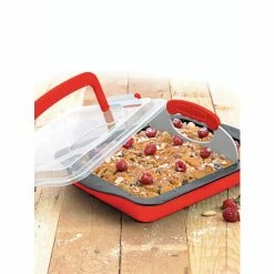 BergHOFF Perfect Slice 13" Covered Cake Pan With Carry Lid And Slicing Tool, Red Bakeware