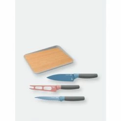 BergHOFF Leo 4PC Stainless Steel Knife Set With 16" Bamboo Cutting Board Knives & Cutting Boards