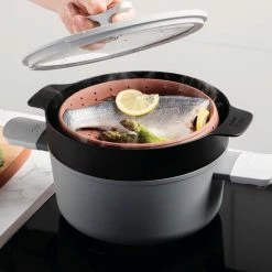 BergHOFF Leo 5Pc Non-Stick Stockpot & Steamer Set - Grey Cookware -BergHOFF shop unnamed file 2283