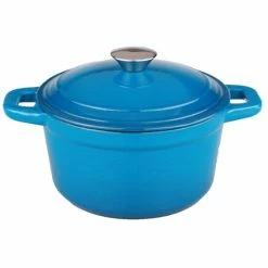 BergHOFF Neo 5Qt Cast Iron Round Covered Dutch Oven - Blue Cookware
