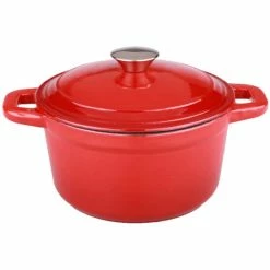 BergHOFF Neo 5Qt Cast Iron Round Covered Dutch Oven - Red Cookware