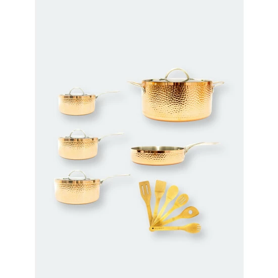 BergHOFF Vintage Tri-Ply Copper 15Pc Cookware Set, Hammered Pots & Pans 3 BergHOFF Vintage Tri-Ply Copper 15Pc Cookware Set, Hammered Pots & Pans