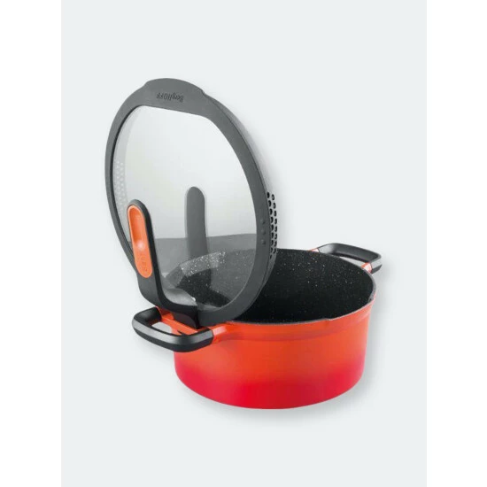 BergHOFF GEM Cast Alum NS 9.5" Cov Two-Handle Sauté Pan, Caribbean Red Pots & Pans 4 BergHOFF GEM Cast Alum NS 9.5" Cov Two-Handle Sauté Pan, Caribbean Red Pots & Pans - Image 2