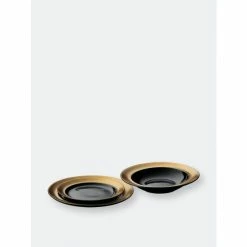 BergHOFF GEM 3PC Plate Set , 2 Plates & Bowl, Black & Gold Dinnerware Black And Gold