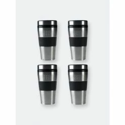BergHOFF Orion 16oz Stainless Steel Travel Mug, Set Of 4 Reusables
