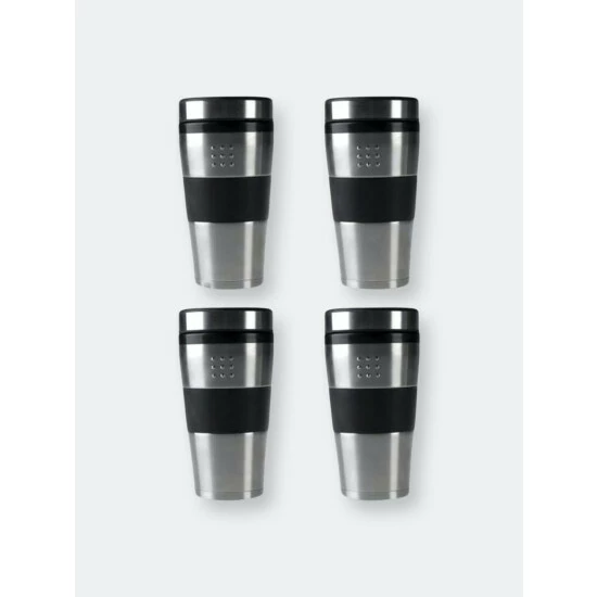 BergHOFF Orion 16oz Stainless Steel Travel Mug, Set Of 4 Reusables 3 BergHOFF Orion 16oz Stainless Steel Travel Mug, Set Of 4 Reusables