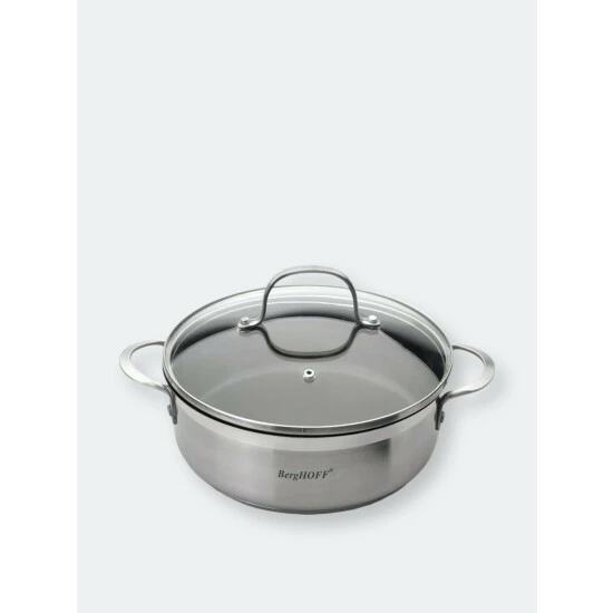 BergHOFF Bistro 10" Stainless Steel Covered 2-Handle Deep Skillet 2.9 QT Pots & Pans 3 BergHOFF Bistro 10" Stainless Steel Covered 2-Handle Deep Skillet 2.9 QT Pots & Pans