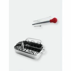 BergHOFF Roaster Set 3pc (Turkey Baster, Injection Needle, CooknCo Cast Covered Roast Pan 15") Pots & Pans