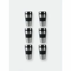 BergHOFF Orion 16oz Stainless Steel Travel Mug, Set Of 6 Reusables