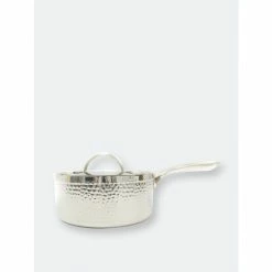 BergHOFF Vintage Tri-Ply Stainless Steel 7" Covered Saucepan, Hammered, 2 Qt Pots & Pans