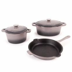 BergHOFF Neo 5Pc Cast Iron Cookware Set, Oyster Scrubs Oyester