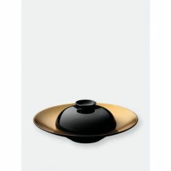 BergHOFF GEM 2PC Deep Presentation Plate And Bow Serveware Black And Gold