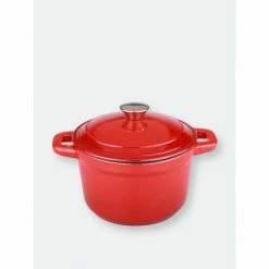 BergHOFF Neo 3QT Cast Iron Round Covered Dutch Oven, Red Pots & Pans