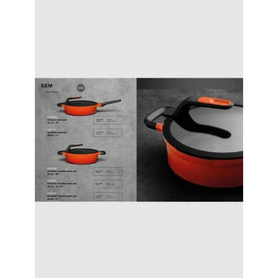 BergHOFF GEM Cast Alum NS 11" Cove Sauté Pan, Caribbean Red Pots & Pans 9 BergHOFF GEM Cast Alum NS 11" Cove Sauté Pan, Caribbean Red Pots & Pans - Image 7