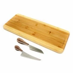 BergHOFF Bamboo 3Pc Long Two-Toned Board And Aaron Probyn Cheese Knives Set Knives & Cutting Boards