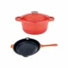 BergHOFF Neo 3pc Cast Iron Set, 3qt Covered Dutch Oven & 10" Fry Pan - Orange Cookware