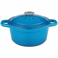 BergHOFF Neo 7qt Cast Iron Round Covered Dutch Oven - Blue Cookware