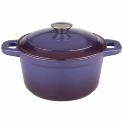 BergHOFF Neo 7Qt Cast Iron Round Covered Dutch Oven - Purple Cookware
