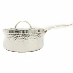 BergHOFF Vintage Tri-Ply Stainless Steel 8" Covered Saucepan, Hammered, 3 Qt Pots & Pans