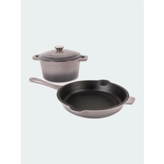 BergHOFF Neo Cast Iron 3Pc Cookware Set, 3Qt Covered Dutch Oven & 10" Fry Pan - Oyster 3 BergHOFF Neo Cast Iron 3Pc Cookware Set, 3Qt Covered Dutch Oven & 10" Fry Pan - Oyster