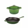 BergHOFF Neo 3Pc Cast Iron Cookware Set, 3Qt Covered Dutch Oven & 10" Fry Pan Green -BergHOFF shop unnamed file 718