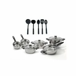 BergHOFF Ostend 17Pc Stainless Steel Cookware Set, 12Pc Cookware Set & 5Pc Nylon Tool Set